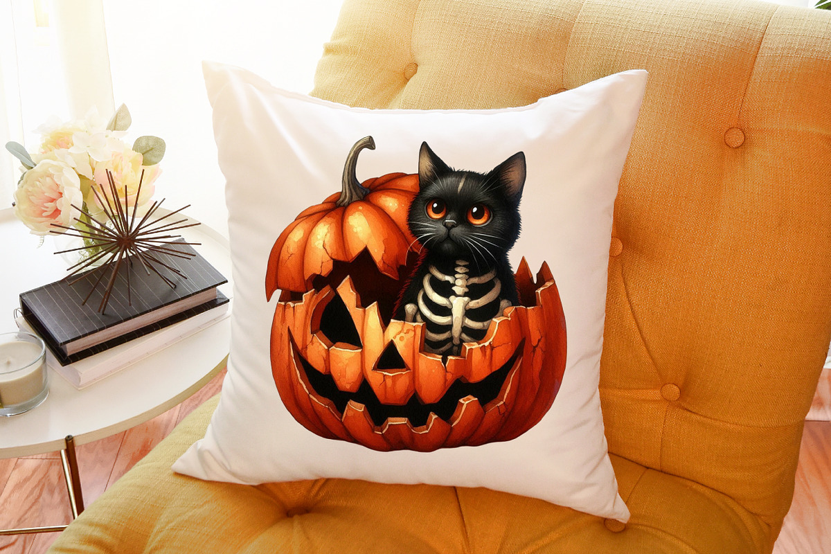 Skeleton Black Cat Clipart, a Graphic by designcity5 (Photo 5 of 5)