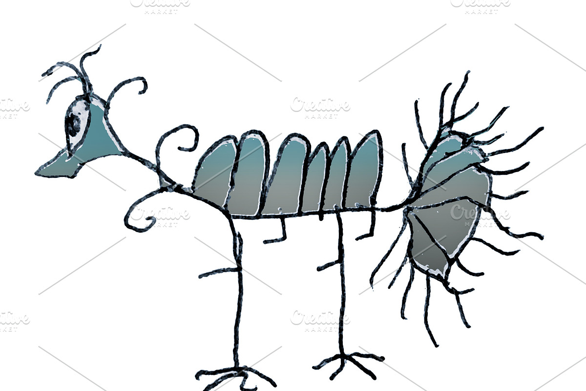 Isolated hand drawn illustration of fantasy prehistoric animal, an Animal Illustration by DanFLCreativo