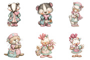 Whimsical Easter Nurse Animals Clipa, an Illustration by CreationArt (Thumbnail 2 of 7)