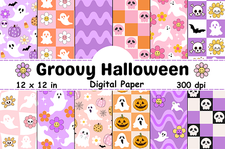 Groovy Halloween Seamless Pattern
