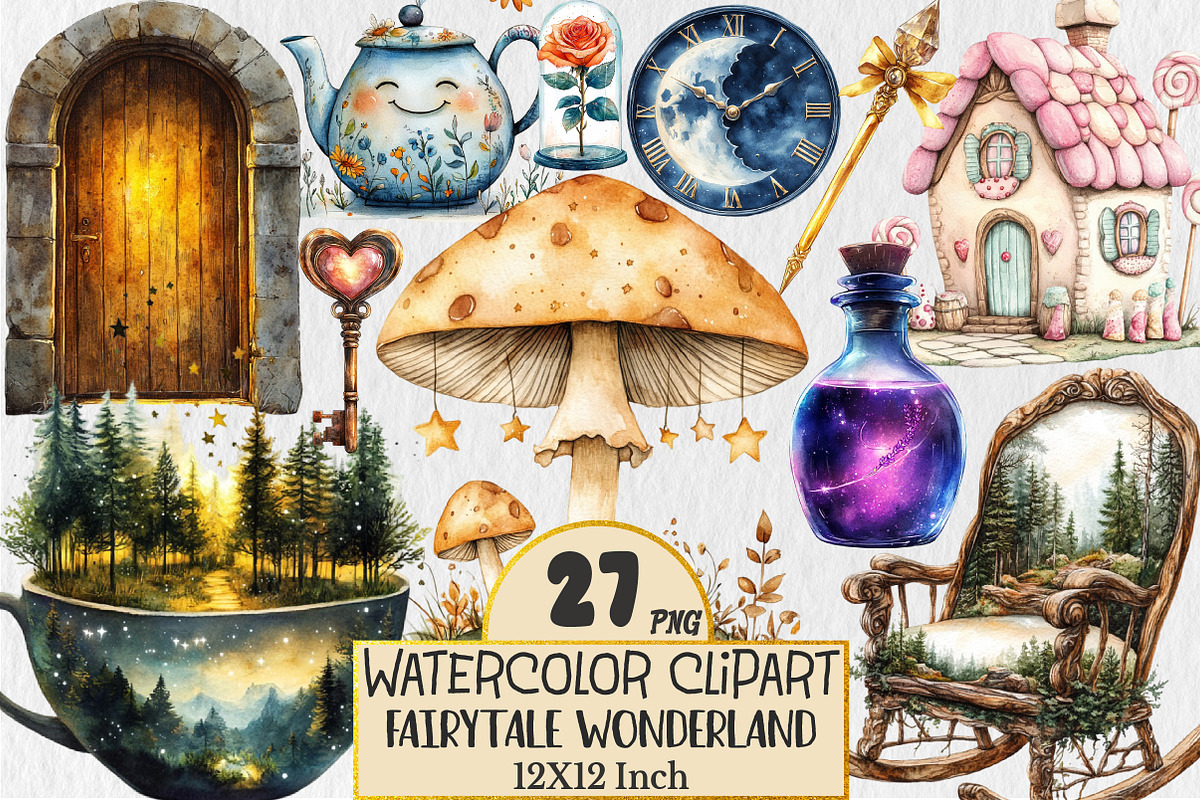 Watercolor Fairytale Wonderland Clip, an Illustration by Rose Art (Photo 1 of 5)