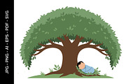 Tree guarding sleeping baby, an Object Illustration by nandinigraphics (Thumbnail 2 of 3)