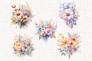 Pastel Wildflowers Bouquet PNG