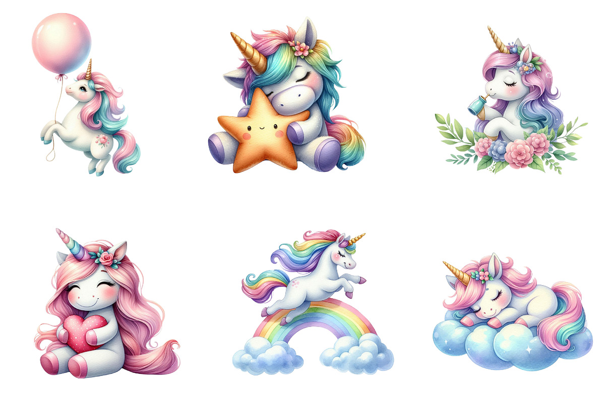 Unicorn Clipart, an Illustration by CreationArt (Photo 3 of 6)