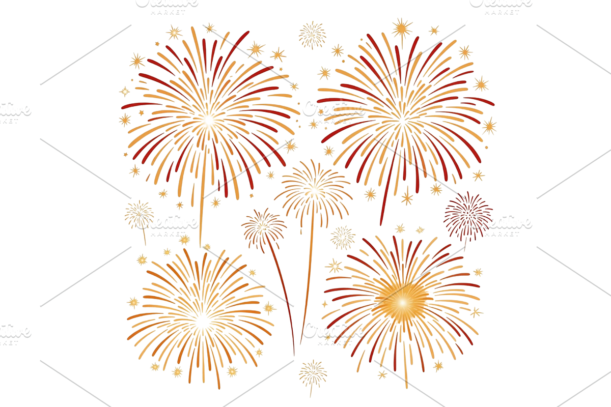 New year Fireworks Clipart, a Seasonal Illustration by Creative design (Photo 3 of 7)