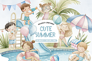 Summer Pool Clipart, Kids Summer, an Illustration by TatiMockup (Thumbnail 1 of 5)