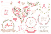 Soft Pink Vintage Vector Flowers, an Illustration by Amanda Ilkov (Thumbnail 1 of 4)