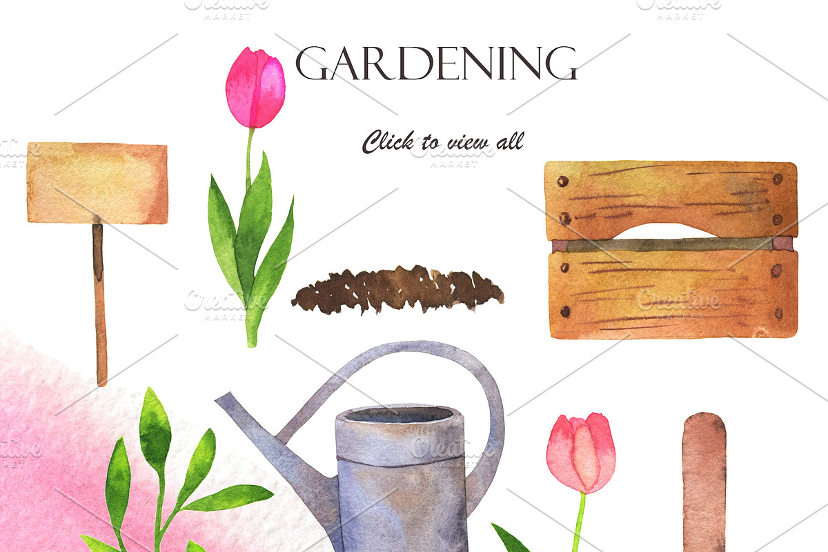 Gardening watercolor set, an Illustration by Watercolor & sketches (Photo 3 of 7)