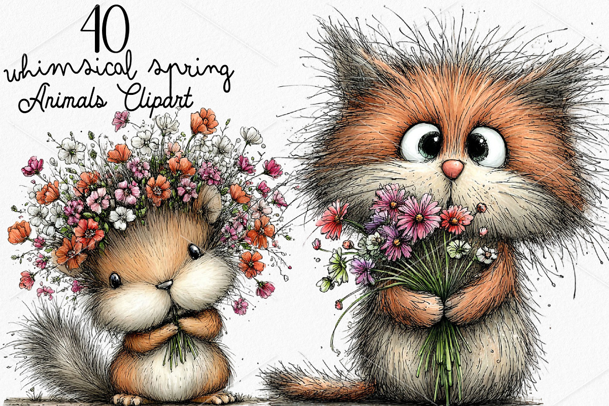 Whimsical Spring Animals Clipart, a Seasonal Illustration by Canvas Craft (Photo 1 of 7)