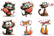 Whimsical Quirky Valentine Cat PNG, an Illustration by CraftArtStudio (Thumbnail 2 of 6)