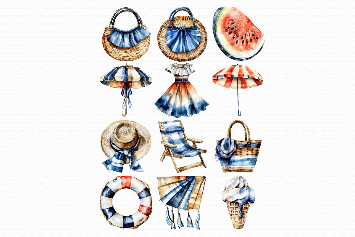 Watercolor Beach Clipart, an Illustration by Libby Wishes (Photo 6 of 9)