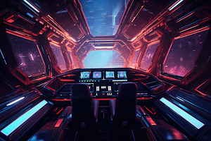 Spaceship interior with view on the, a Photo by Iftikhar Alam
