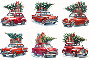 Christmas Car Watercolor Clipart, an Illustration by OK Design (Thumbnail 2 of 5)