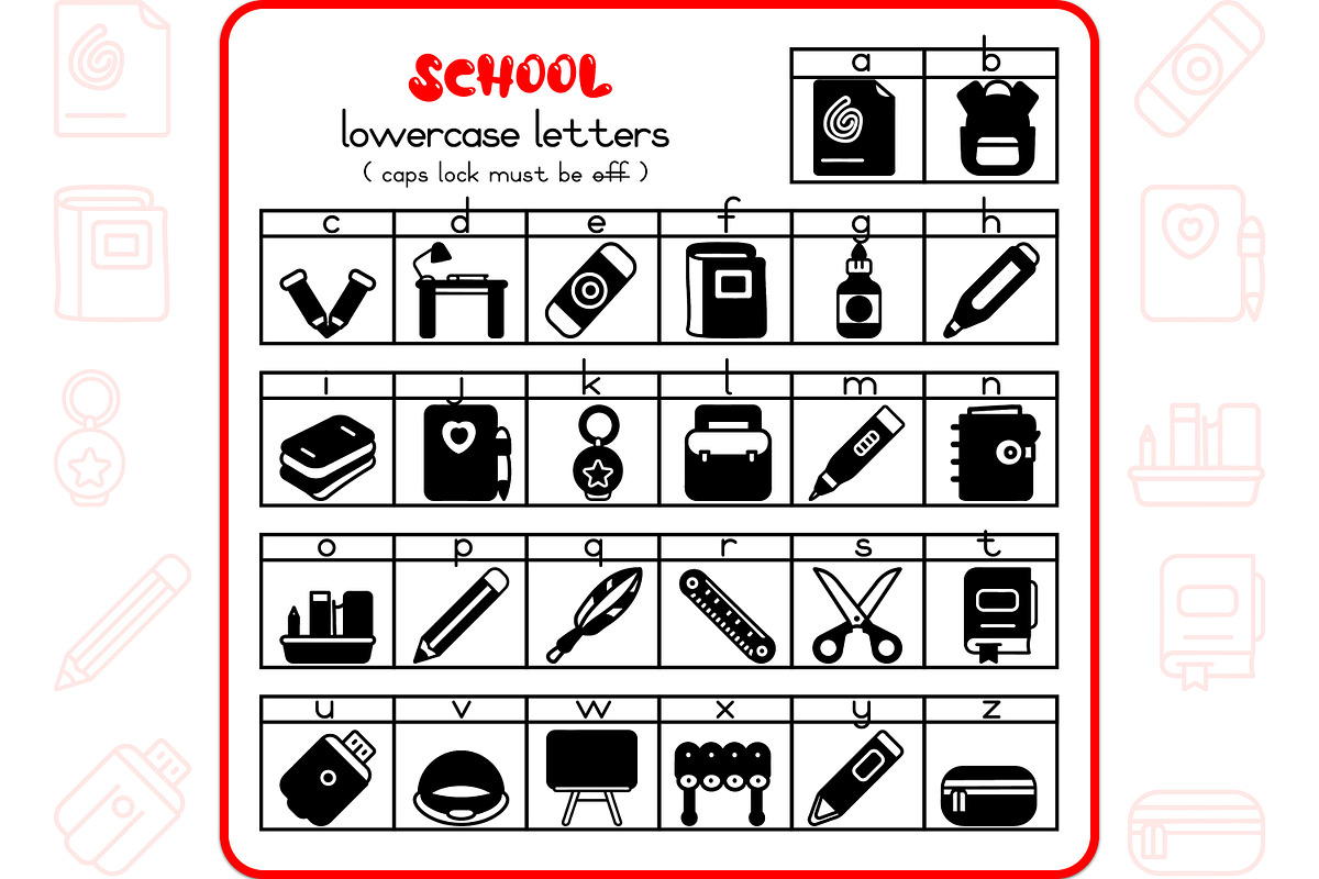 School Alphabet - Dingbat Font, a Symbol Font by WADLEN (Photo 3 of 7)