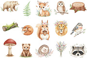 Watercolor Forest Woodland Clipart, an Illustration by Designking (Thumbnail 3 of 5)