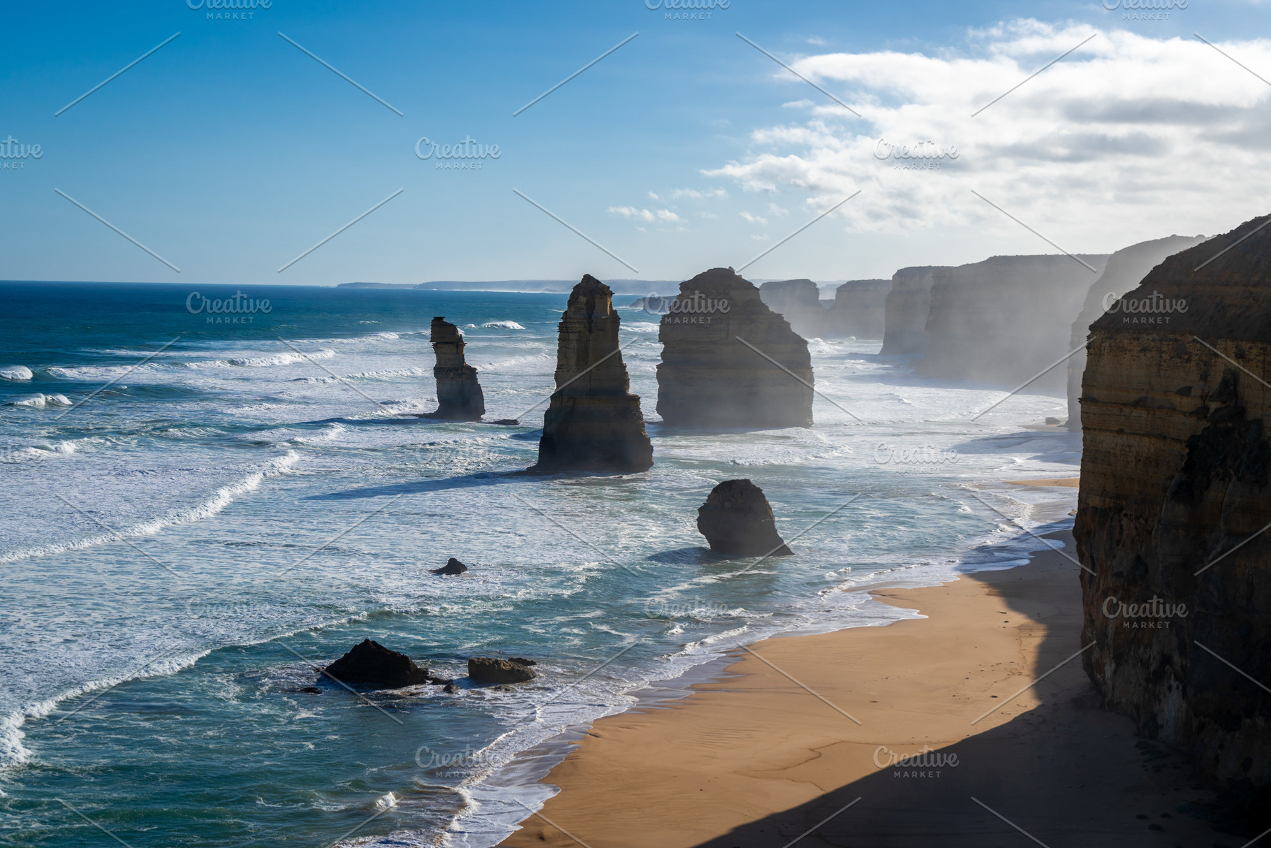 Twelve Apostles along the Great Ocean Road in Victoria, Australi, a Nature Photo by GoodGoods