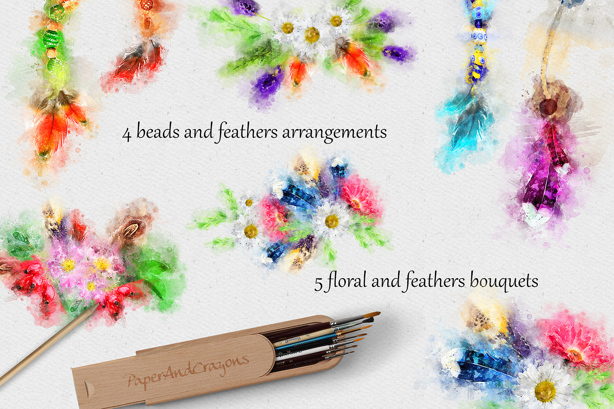Boho Deer Watercolor Clipart Set, an Illustration by PaperAndCrayons (Photo 4 of 5)