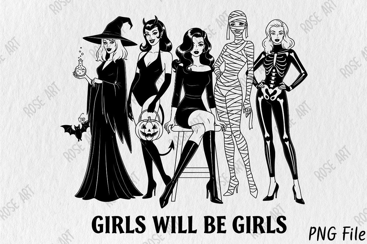 Girls Will Be Girls PNG SVG, a Seasonal Illustration by Rose Art (Photo 1 of 5)