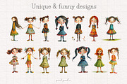 Quirky Girl Clip art, a Person Illustration by PaintPixelCo (Thumbnail 7 of 10)