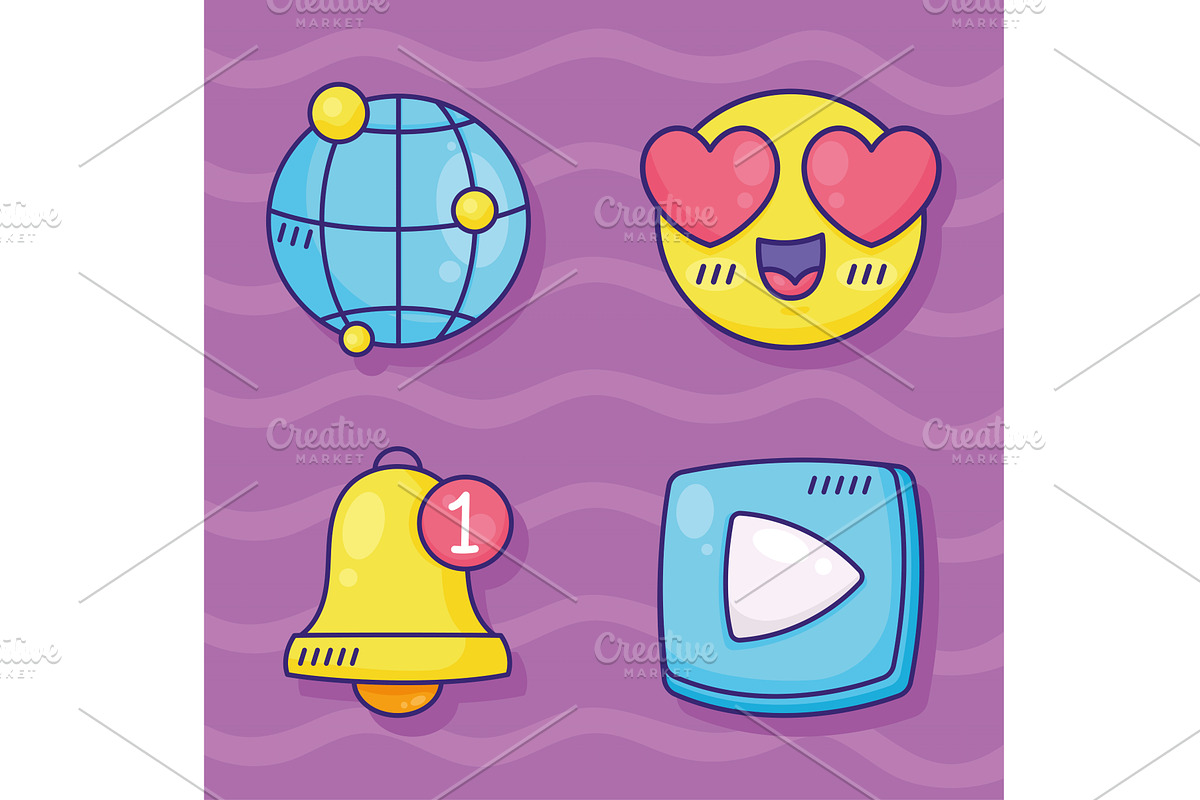 social media four icons, an Object Illustration by studiogstock