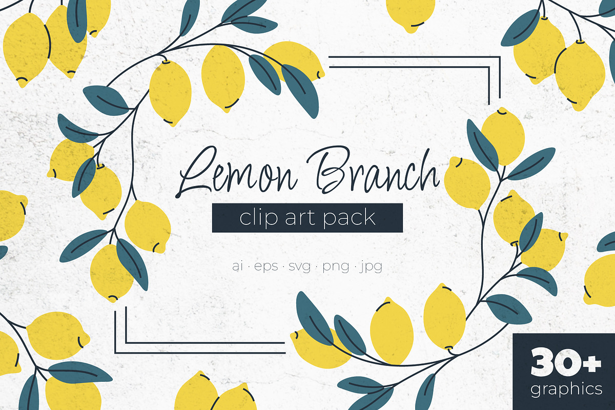 Lemon Cliparts, Frames & Patterns, a Decorative Illustration by Panna Limon Store (Photo 1 of 18)