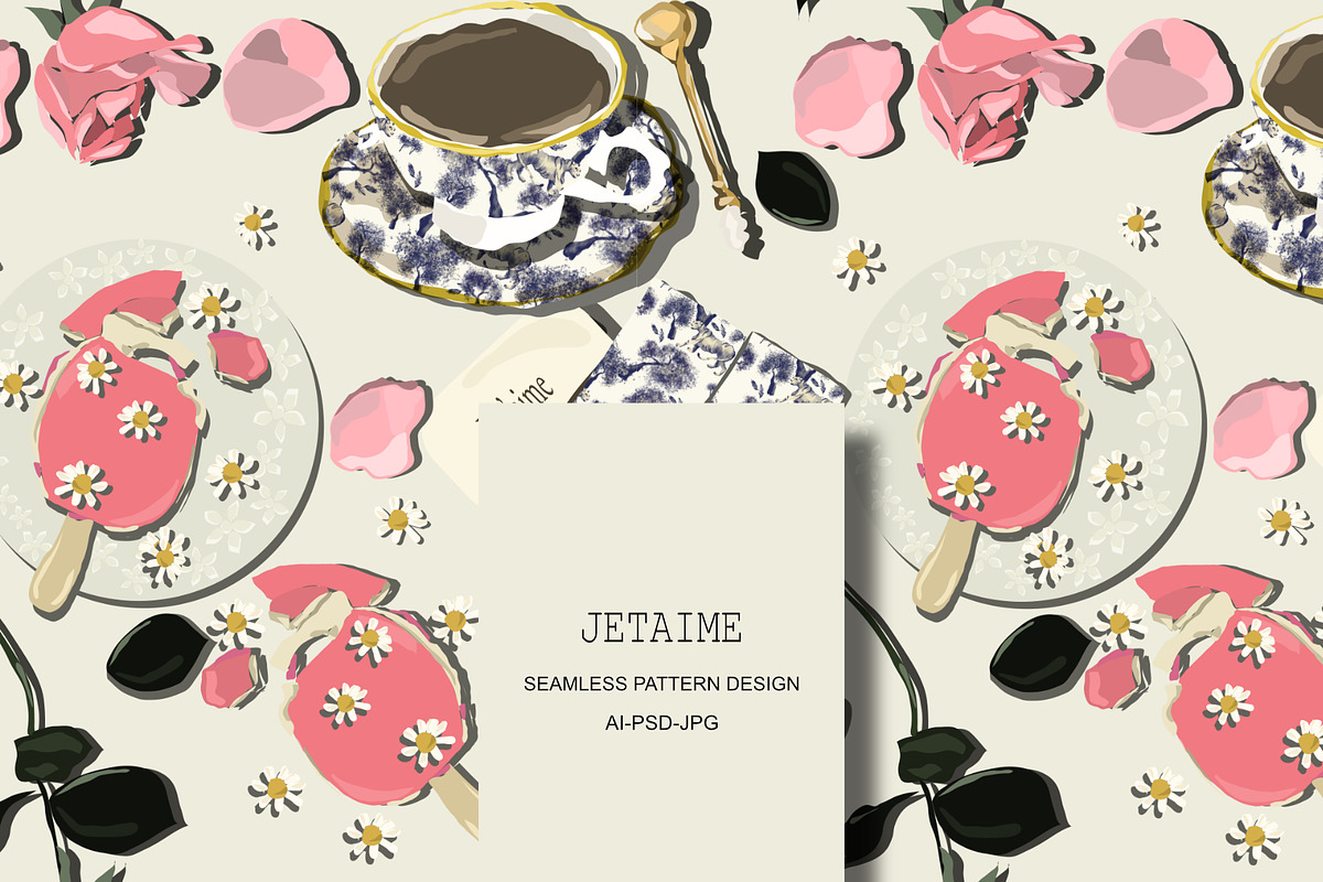 Food drink sweet modern table, a Pattern Graphic by Cotton Melon pattern Shop (Photo 1 of 6)