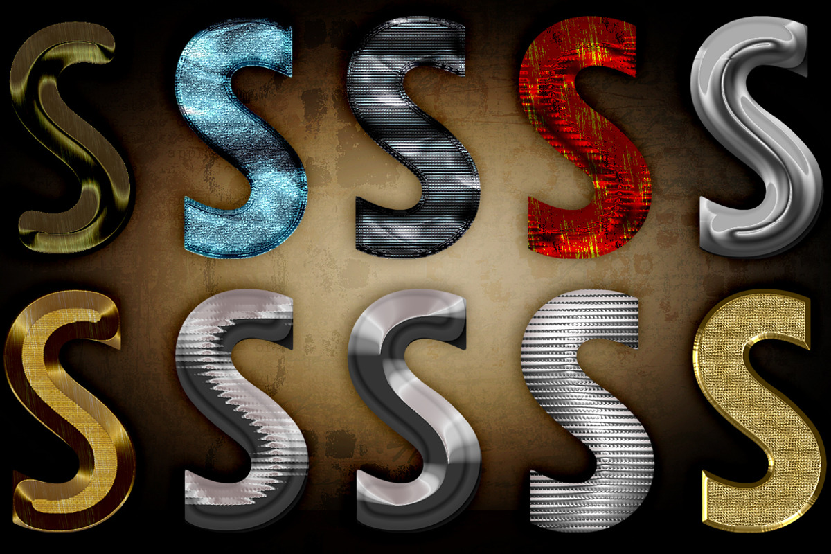 Metal Layer Styles For Photoshop, a Layer Style Add-On by Posh Papers & Patterns (Photo 2 of 6)