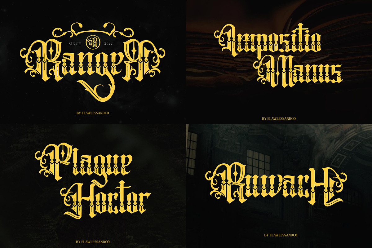 Blackletter Tattoo Font Bundle, a Blackletter Font by Flawless And Co (Photo 2 of 10)