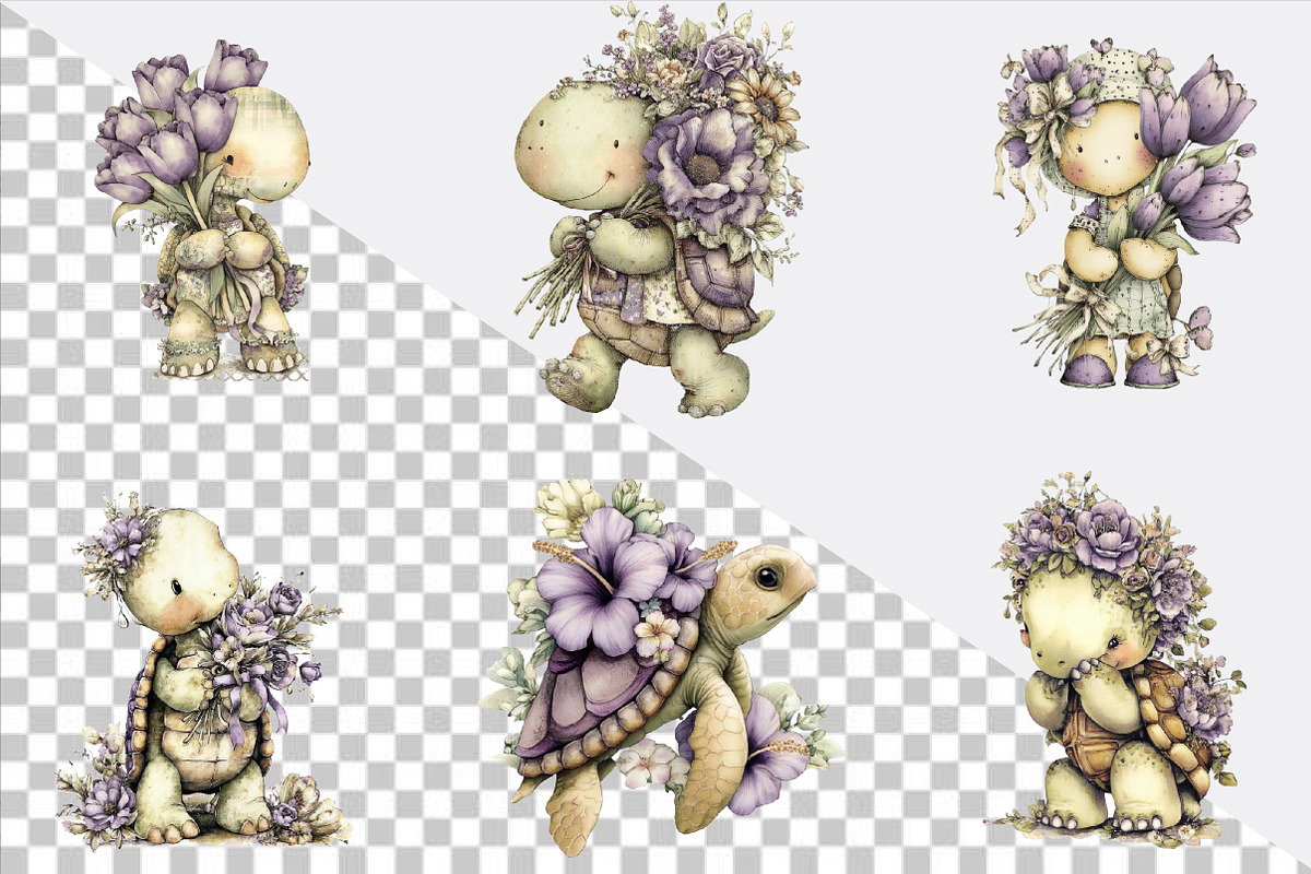 Spring Turtle with Flower Clipart B, an Illustration by SVGArt (Photo 5 of 9)