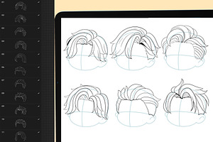 120 Procreate Hair Stamps Brushes