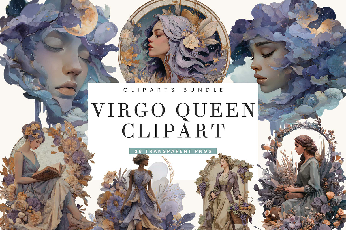Virgo Lady Clipart Bundle, a Person Illustration by BusyDaydesign (Photo 1 of 9)