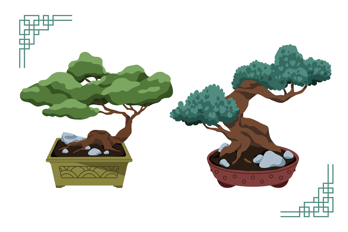 Bonsai, Japan trees set + patterns, a Decorative Illustration by Good Studio (Photo 3 of 9)