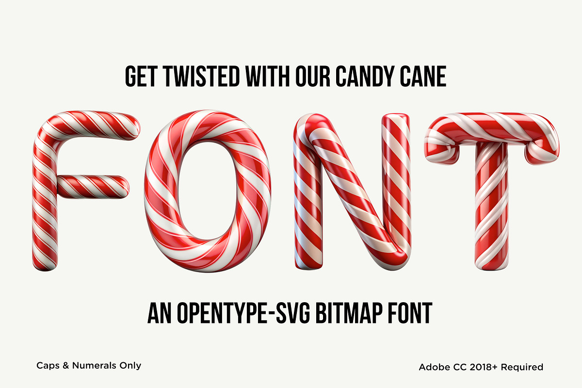 Candy Cane 3D Font, a Font by Loudoun Design Co. (Photo 1 of 6)