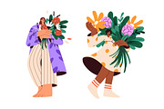 People holding flower bouquets set, a Person Illustration by Good Studio (Thumbnail 3 of 16)