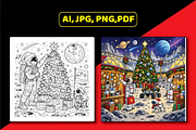 Christmas in Space Coloring Book, a Seasonal Illustration by Design Station (Thumbnail 3 of 5)