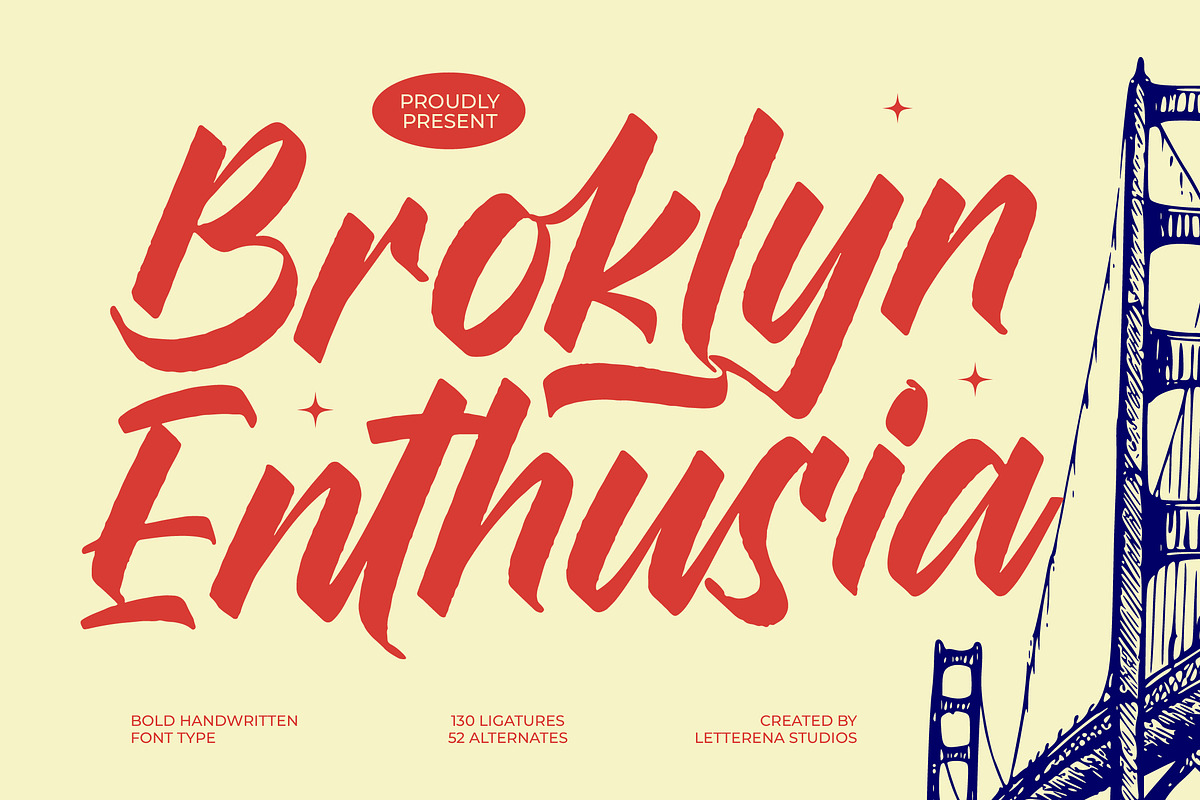 Broklyn Enthusia Bold Handwritten, a Script Font by Letterena Studios Script (Photo 1 of 20)