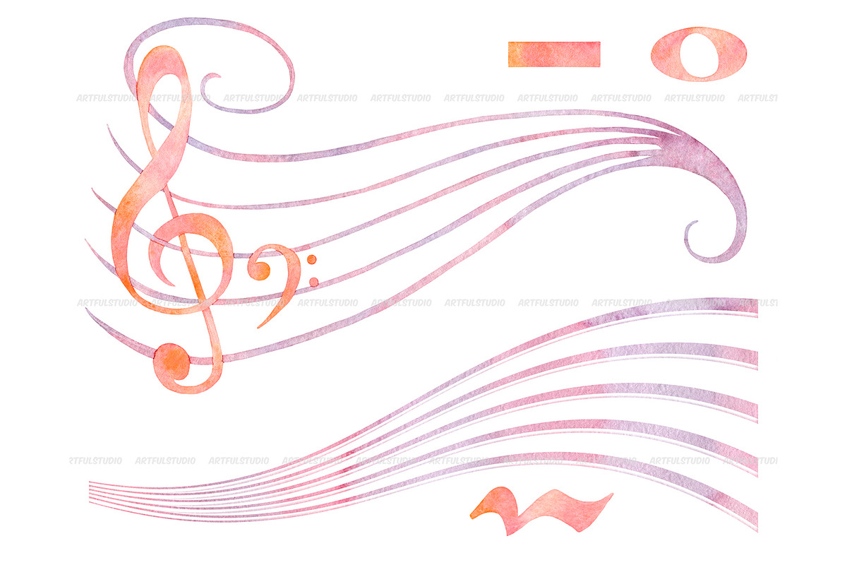 Watercolor musical notes clipart, an Object Illustration by ArtfulStudio (Photo 7 of 8)