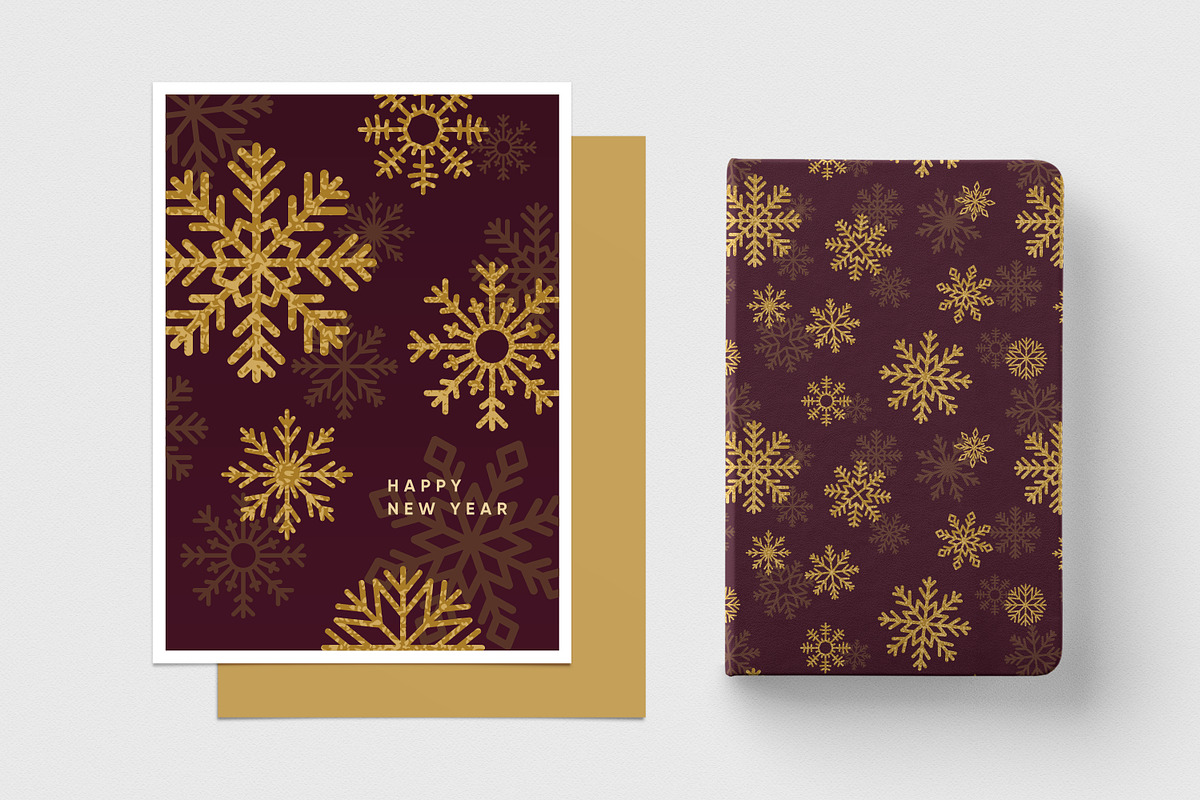 Christmas cards with snow flakes set, a Decorative Illustration by Good Studio (Photo 8 of 14)
