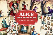 Alice in Wonderland Junk Journal Kit, a Background Graphic by Printable Pretty Studio (Thumbnail 1 of 3)