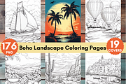 BOHO Nature Landscape Coloring Pages, a Brochure Template by LA Design (Thumbnail 1 of 10)