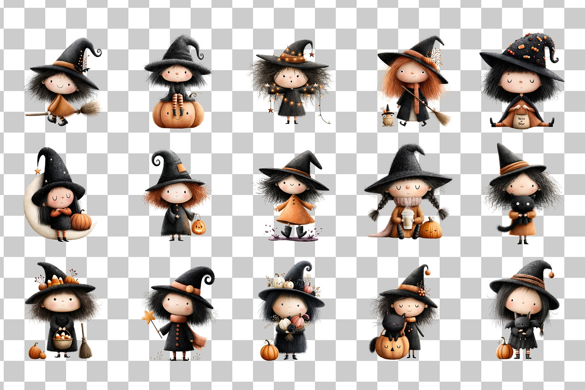 Halloween Witch PNG Clipart Bundle, a Seasonal Illustration by Nicolle's Colorful Art (Photo 3 of 5)
