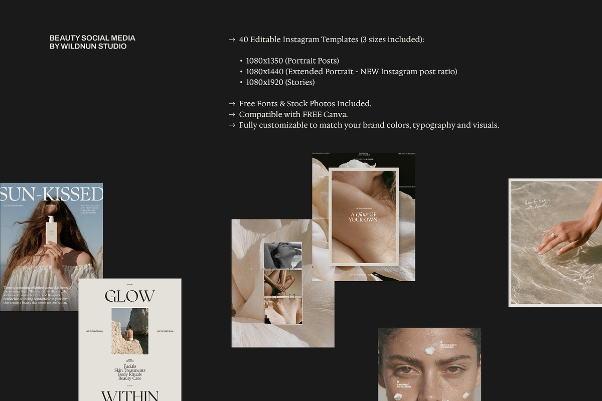 Beauty Instagram Templates for Canva, a Social Media Template by Wildnun Studio (Photo 2 of 7)