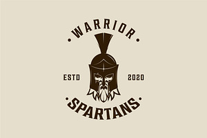 Spartan helmet with face and beard, a Branding & Logo Template by zyxroun shop