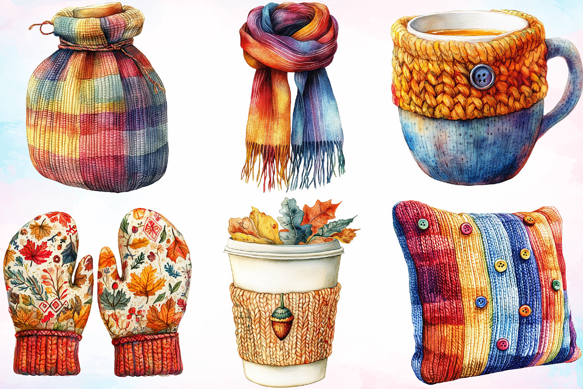 Vintage Knitted Autumn Clipart PNG, a Seasonal Illustration by Canvas Craft (Photo 2 of 5)