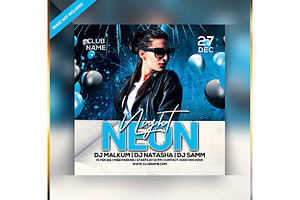 Neon Night Party Invite, a Social Media Template by Droll