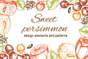 Sweet Persimmon Fruit Vintage Kit, a Food Illustration by Artspace (Thumbnail 1 of 6)