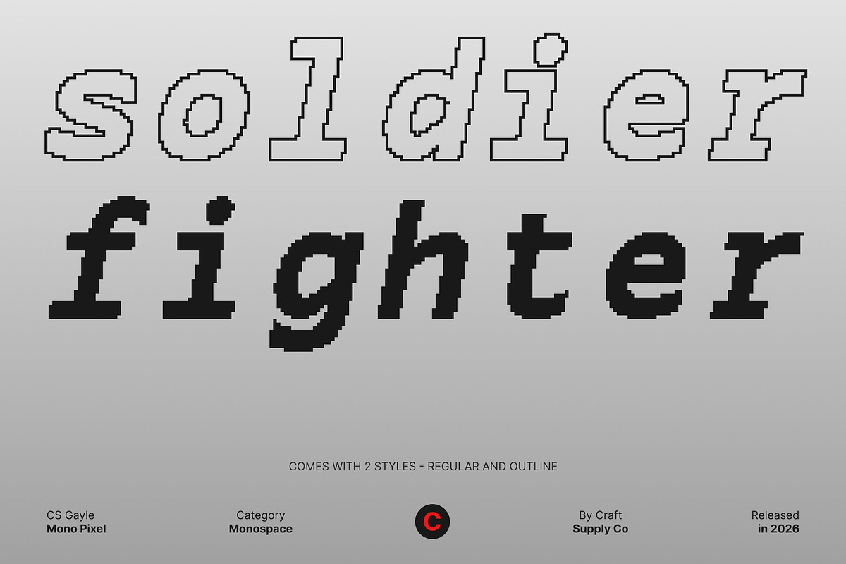 CS Gayle Mono Pixel, a Sans Serif Font by Craft Supply Co. (Photo 2 of 8)