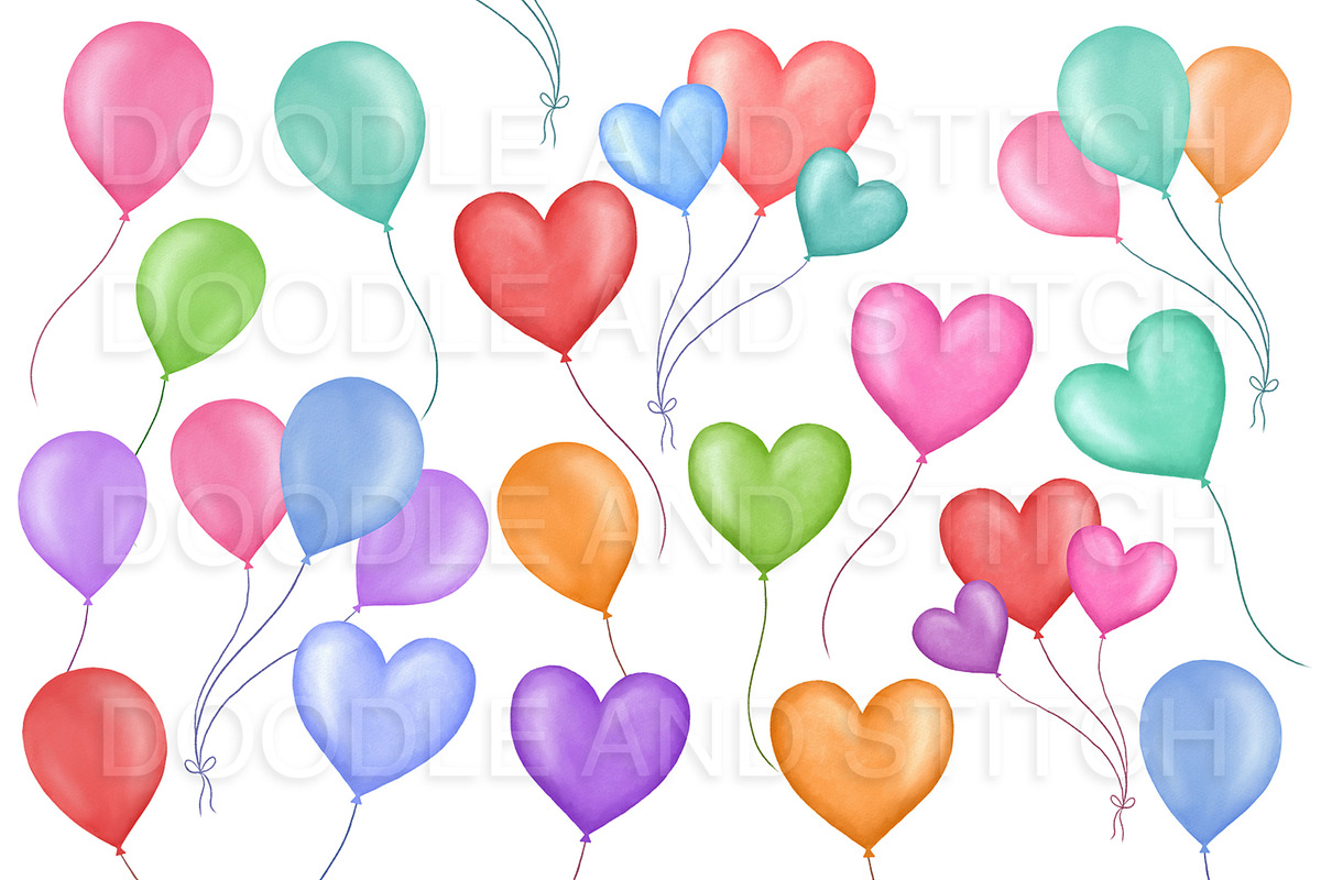 Watercolor Balloons Clipart, an Illustration by Doodle and Stitch (Photo 2 of 2)
