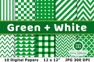 Green and White Digital Papers