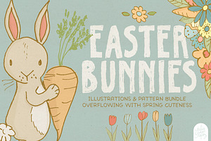 Easter Bunnies Clipart & Patterns